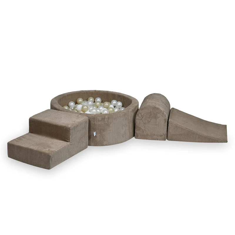 Aire de jeux en mousse avec piscine ronde 90x30 velours côtelé toffee +200 balles