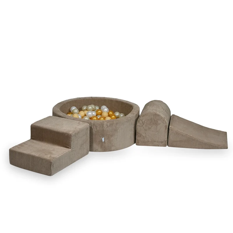 Aire de jeux en mousse avec piscine ronde 90x30 velours côtelé toffee +200 balles