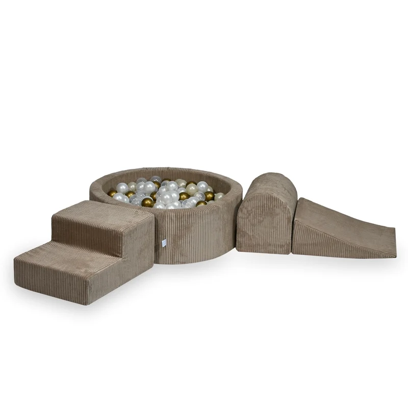 Aire de jeux en mousse avec piscine ronde 90x30 velours côtelé toffee +200 balles