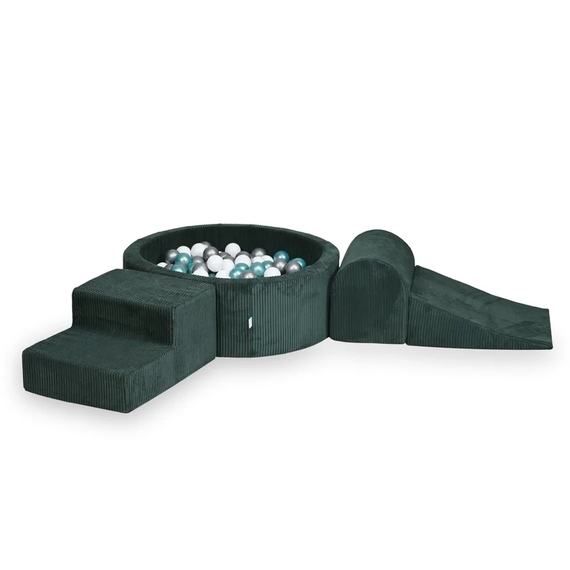 Aire de jeux en mousse avec piscine ronde 90x30 velours côtelé vert +200 balles