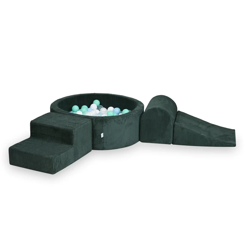 Aire de jeux en mousse avec piscine ronde 90x30 velours côtelé vert +200 balles