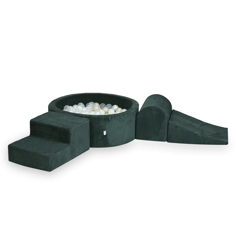 Aire de jeux en mousse avec piscine ronde 90x30 velours côtelé vert +200 balles