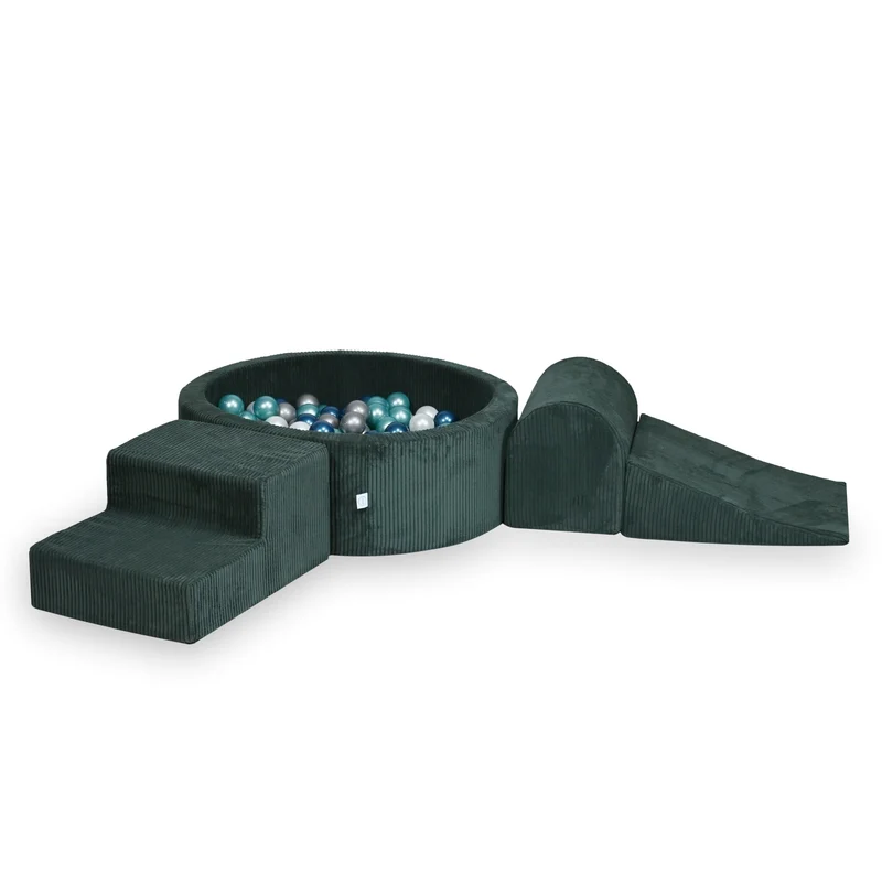 Aire de jeux en mousse avec piscine ronde 90x30 velours côtelé vert +200 balles