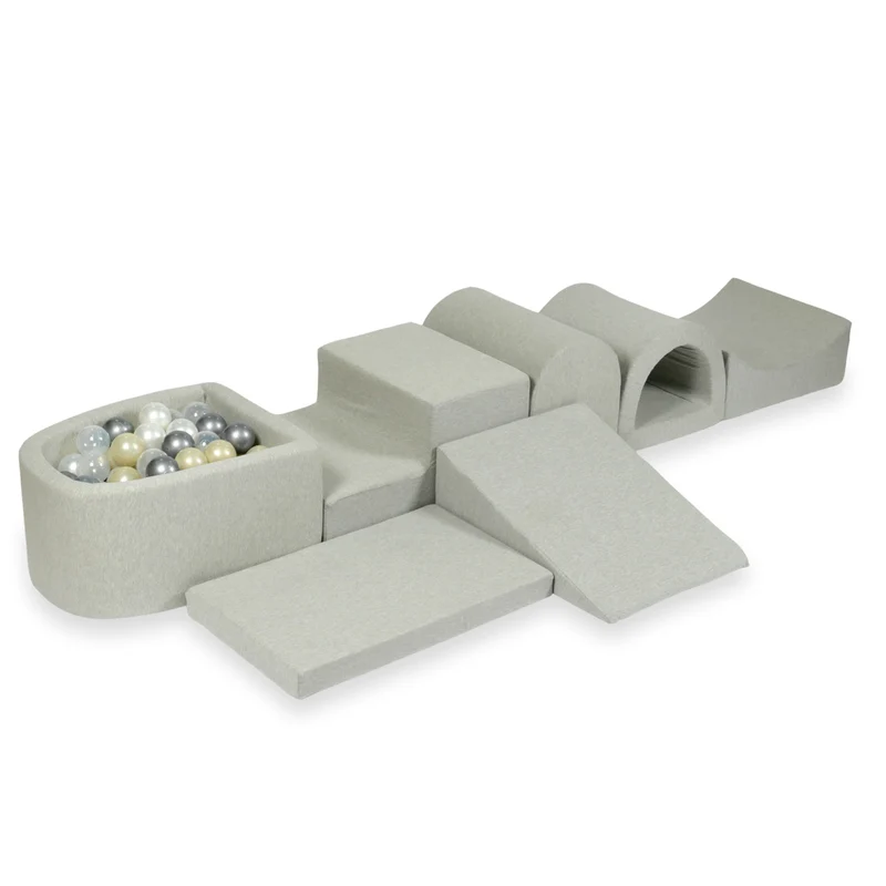 Plus grande aire de jeux en mousse avec piscine micro gris clair + 100 balles