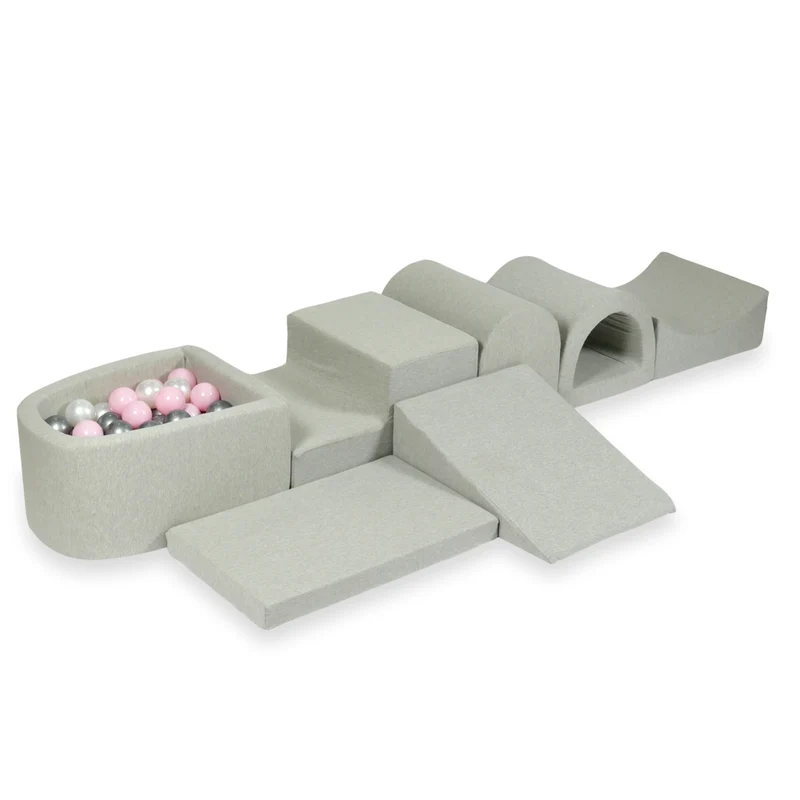 Plus grande aire de jeux en mousse avec piscine micro gris clair + 100 balles