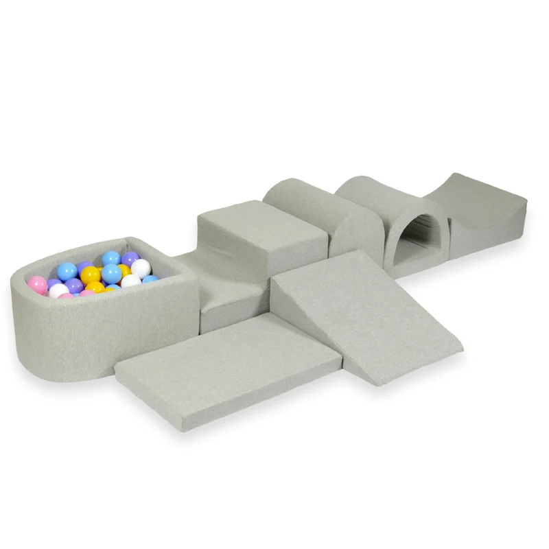 Plus grande aire de jeux en mousse avec piscine micro gris clair + 100 balles