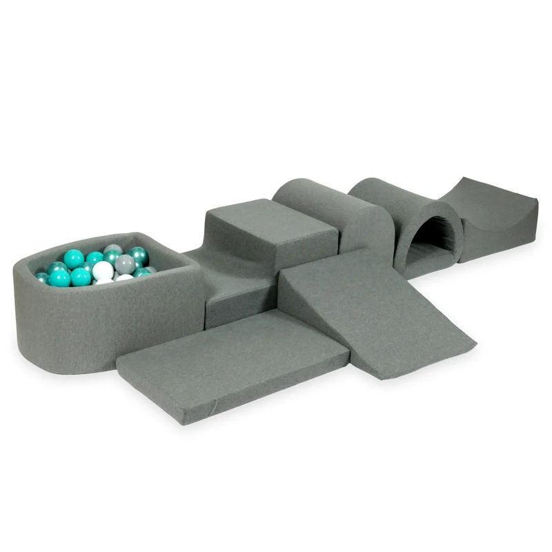 Plus grande aire de jeux en mousse avec piscine micro gris + 100 balles