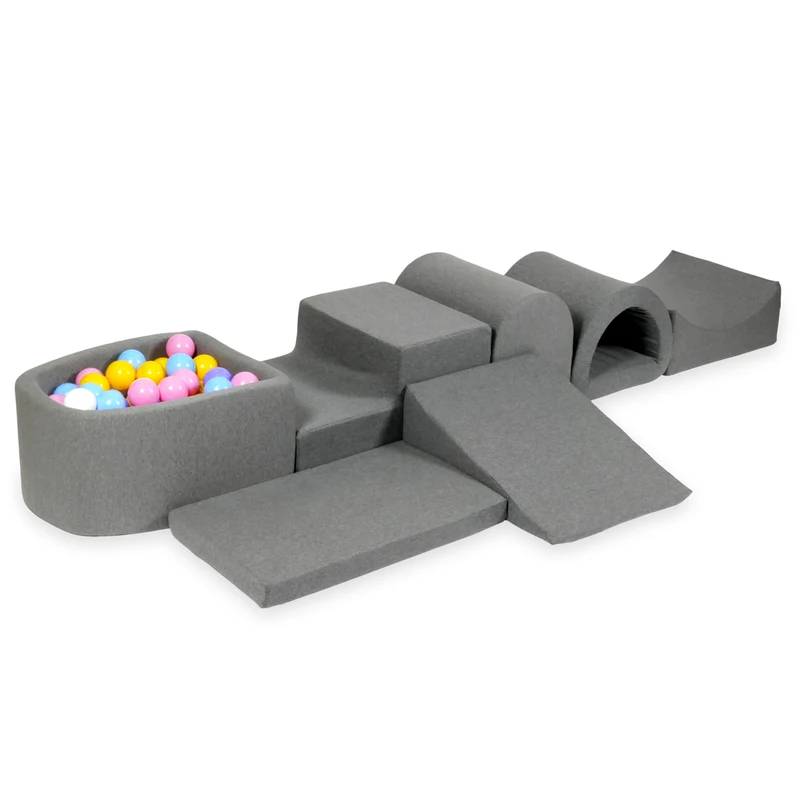 Plus grande aire de jeux en mousse avec piscine micro gris + 100 balles
