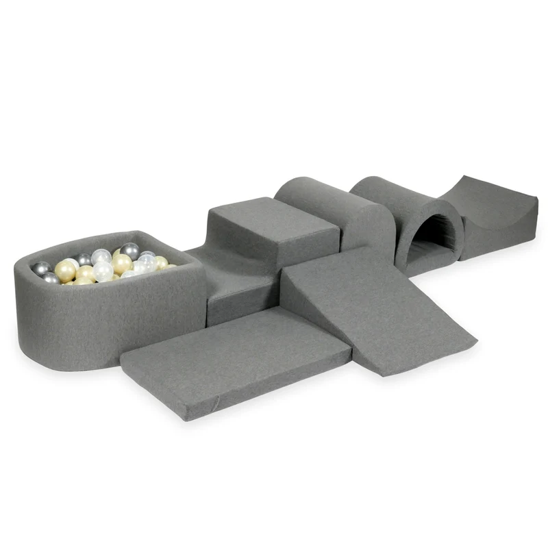 Plus grande aire de jeux en mousse avec piscine micro gris + 100 balles