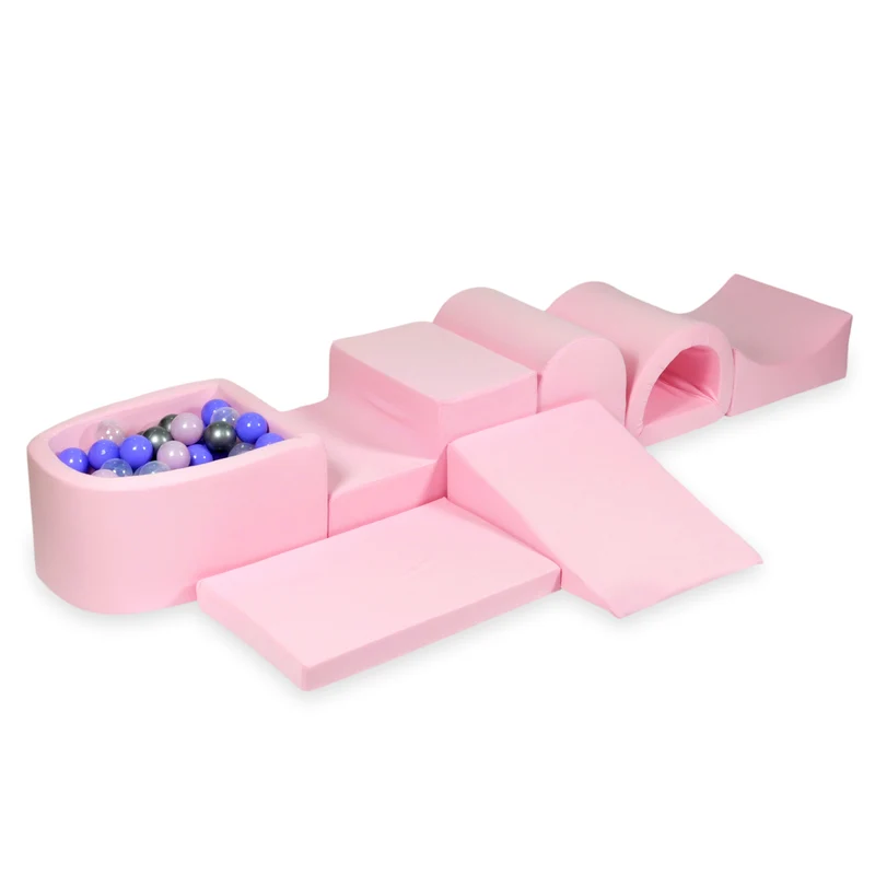 Plus grande aire de jeux en mousse avec piscine micro rose poudré + 100 balles
