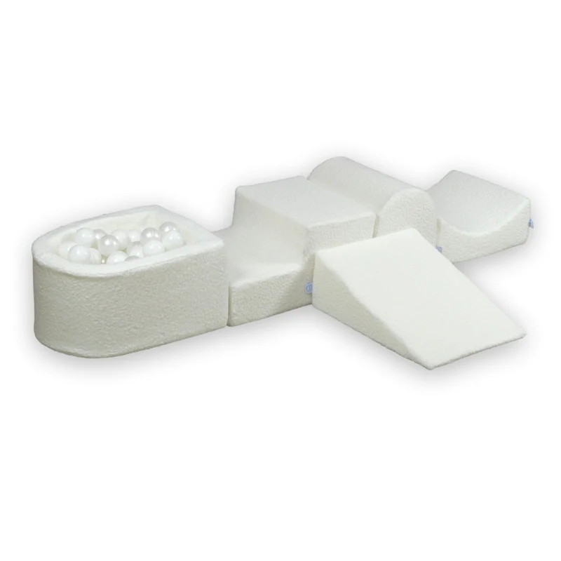 Aire de jeux en mousse avec colline et piscine micro Boucle Blanc + 100 balles