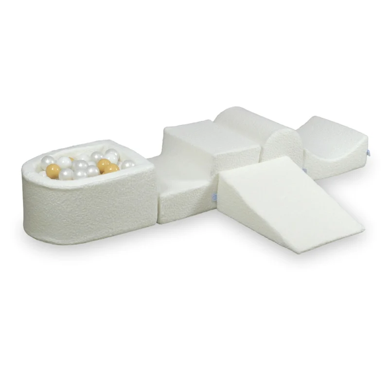 Aire de jeux en mousse avec colline et piscine micro Boucle Blanc + 100 balles