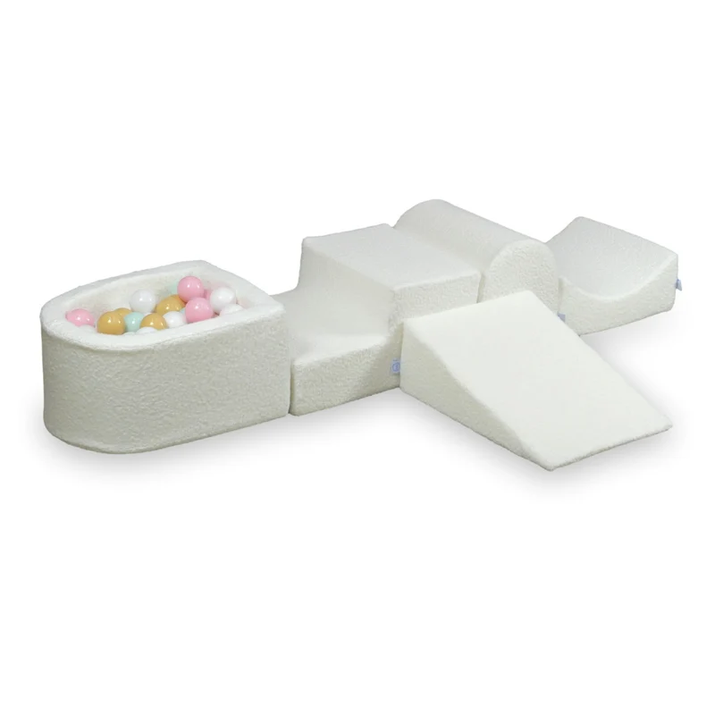 Aire de jeux en mousse avec colline et piscine micro Boucle Blanc + 100 balles