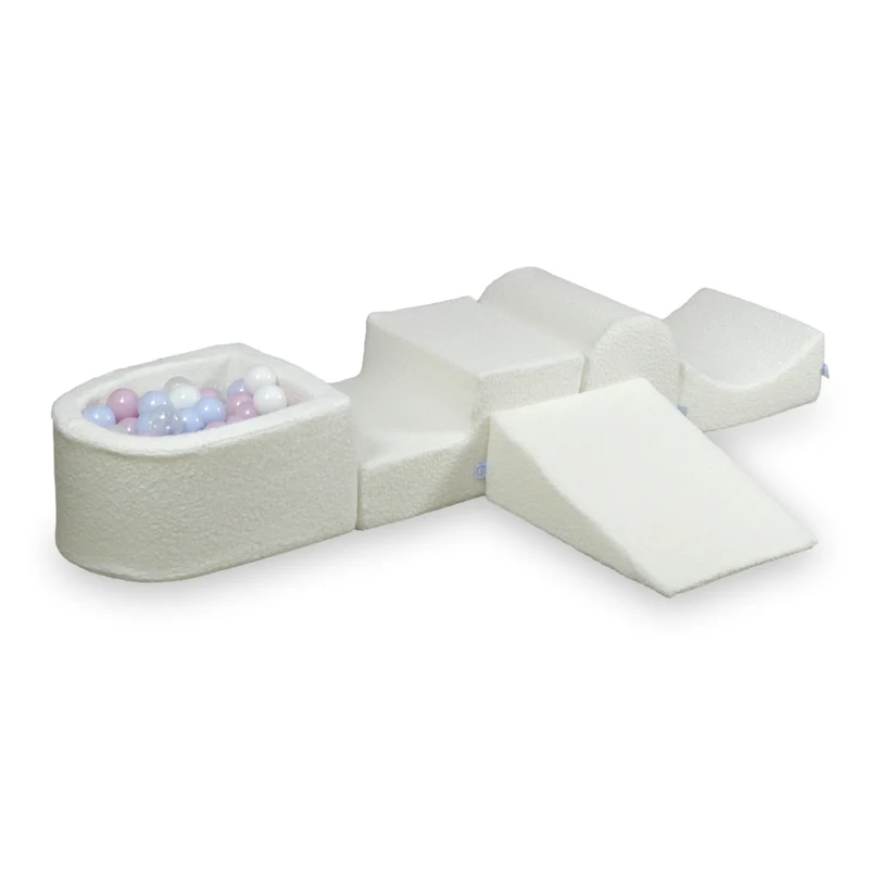 Aire de jeux en mousse avec colline et piscine micro Boucle Blanc + 100 balles