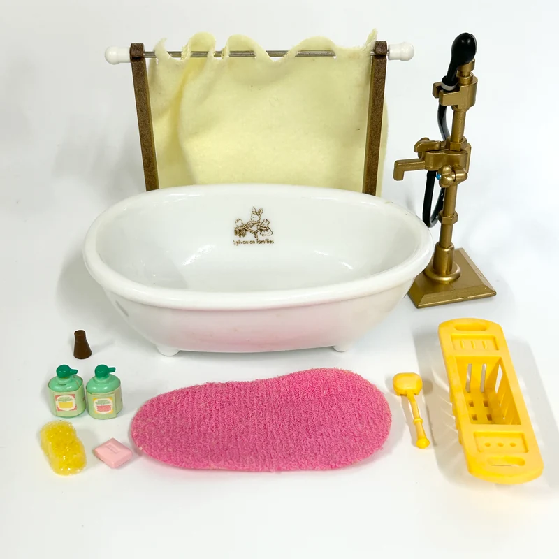 [used] Vintage Bath and Shower Set 1994 KA-66 Sylvanian Families Calico Critters