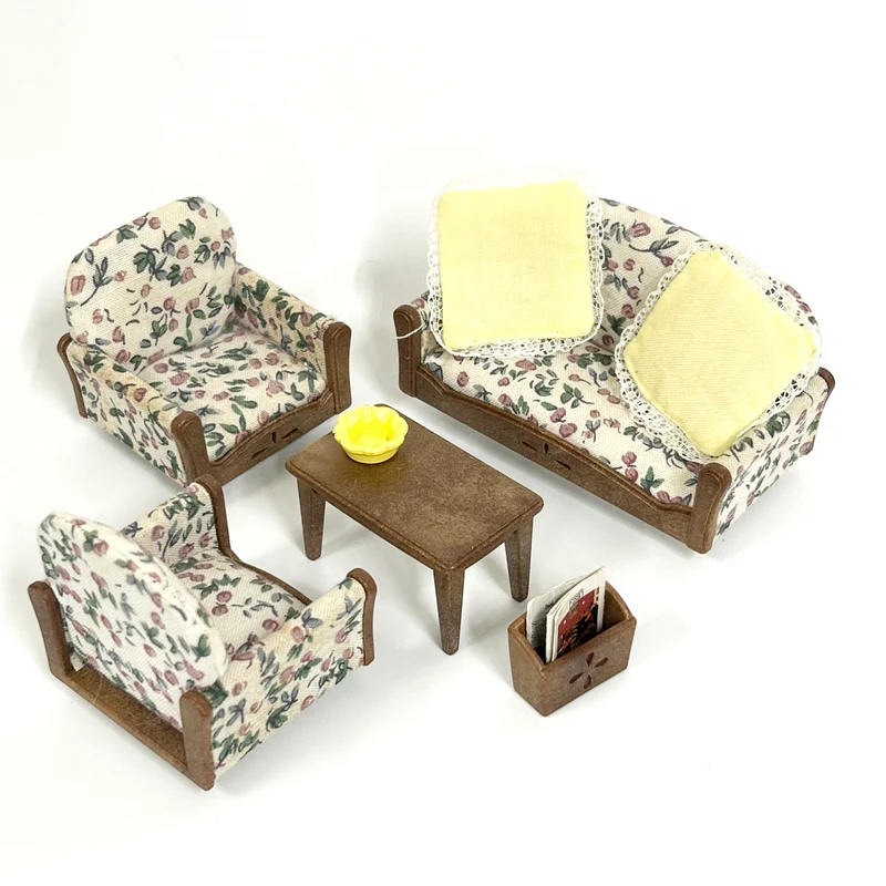 [used] Vintage Sofa Armchair Set 1998 Sylvanian Families Calico Critters