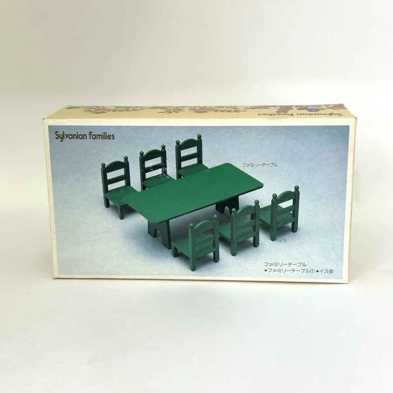 [Used] GREEN FAMILY TABLE & CHAIRS KA-27 Vintage Sylvanian Families