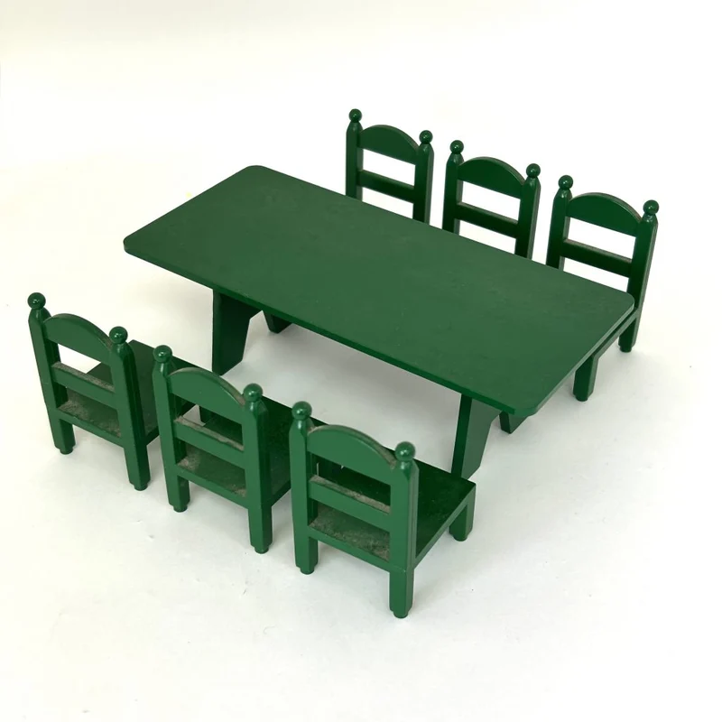 [Used] GREEN FAMILY TABLE & CHAIRS KA-27 Vintage Sylvanian Families