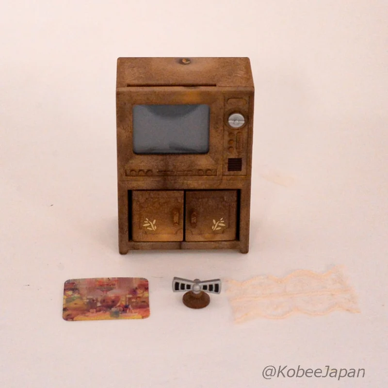 Vintage Television Tv Stand Set KA-506 1999 Sylvanian Families Calico Critters