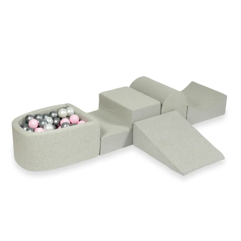 Aire de jeux en mousse avec colline et piscine micro gris clair + 100 balles