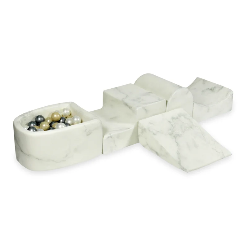 Aire de jeux en mousse avec colline et piscine micro marbre + 100 balles