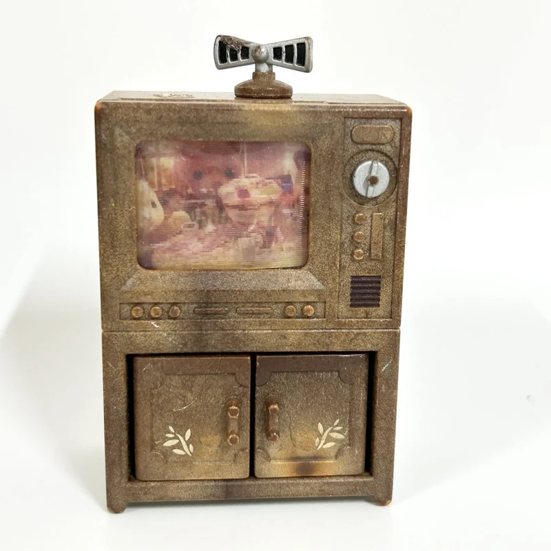 [used] Vintage Television Tv Stand Set 1999 KA-506 Sylvanian Families Calico Critters