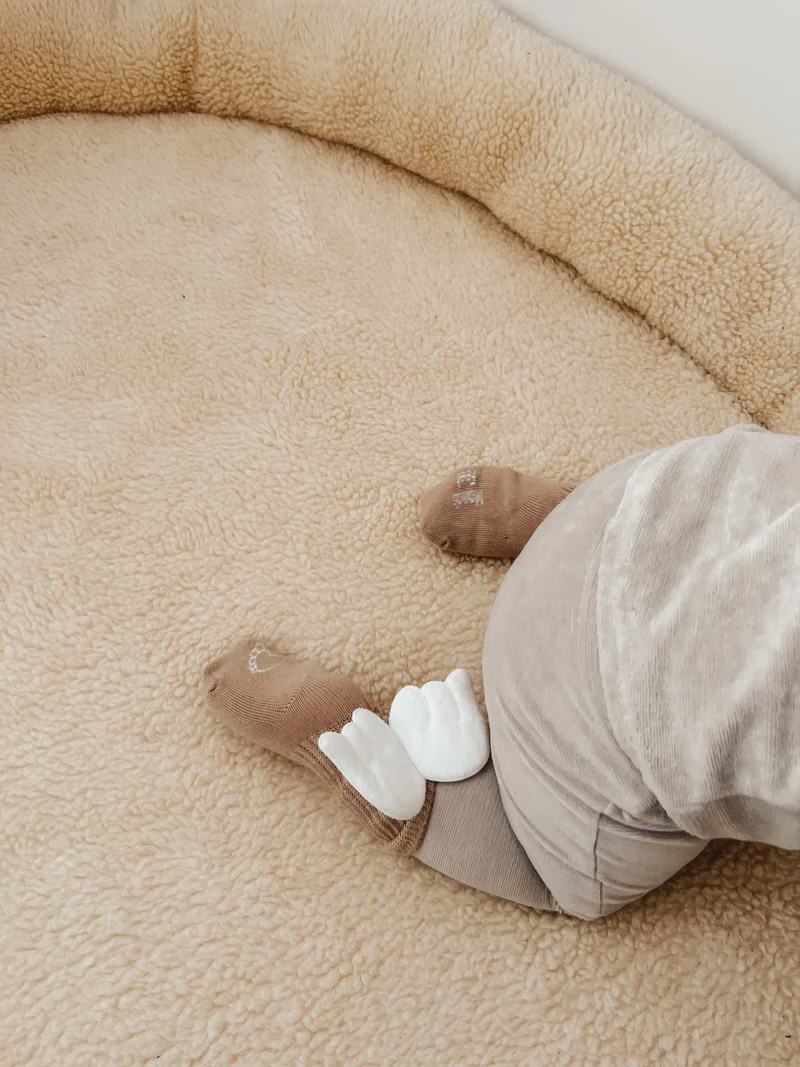 Tapis de jeu bébé nid 120 cm en teddy beige