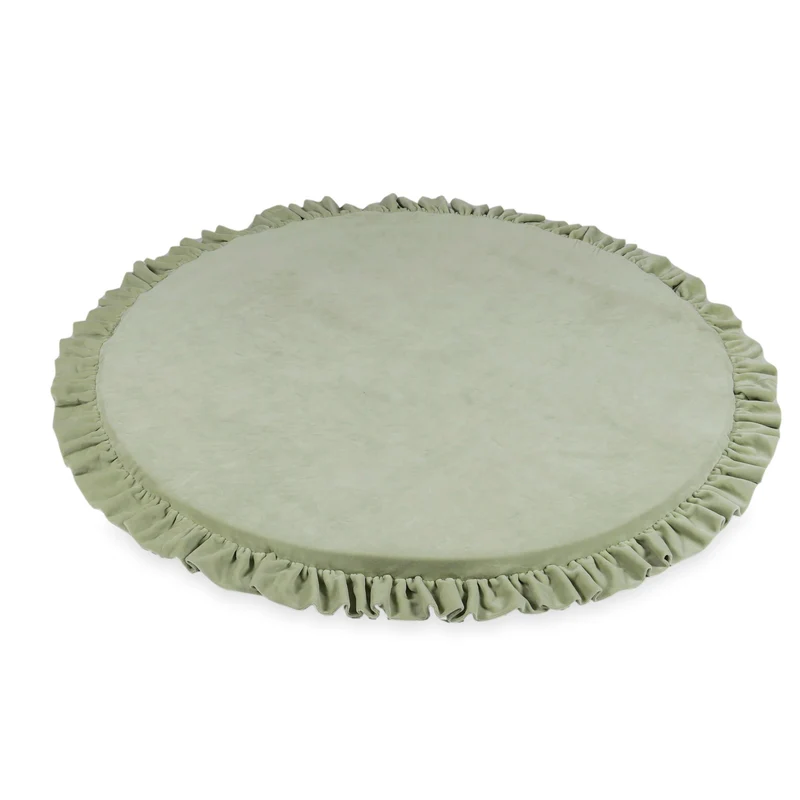 Tapis de jeu bébé rond 100 cm avec volant en velvet soft