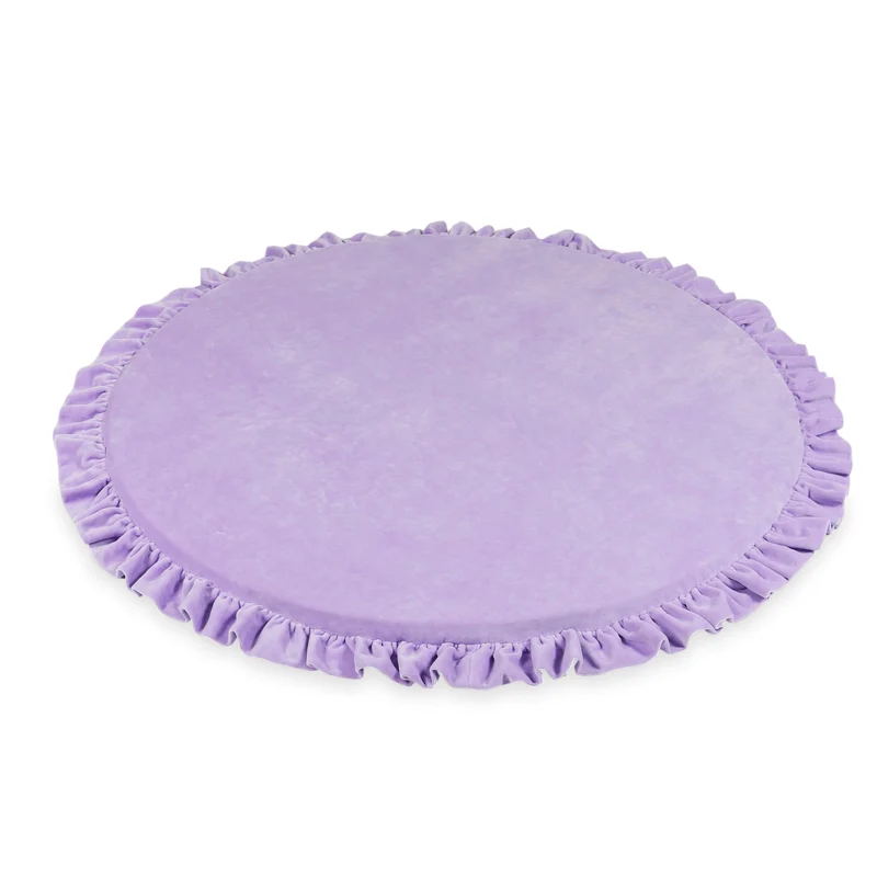 Tapis de jeu bébé rond 100 cm avec volant en velvet soft