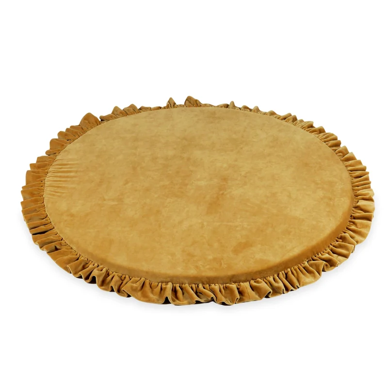 Tapis de jeu bébé rond 100 cm avec volant en velvet soft