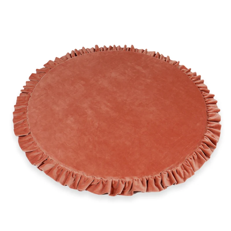 Tapis de jeu bébé rond 100 cm avec volant en velvet soft