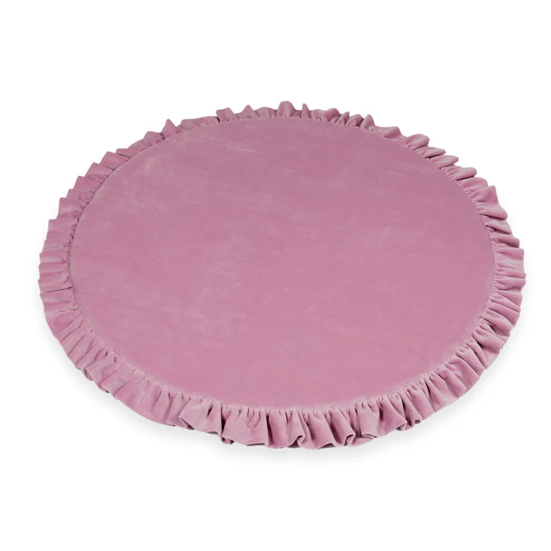 Tapis de jeu bébé rond 100 cm avec volant en velvet soft