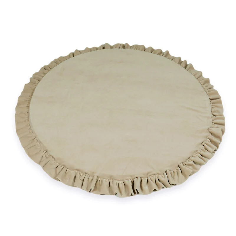 Tapis de jeu bébé rond 100 cm avec volant en velvet soft