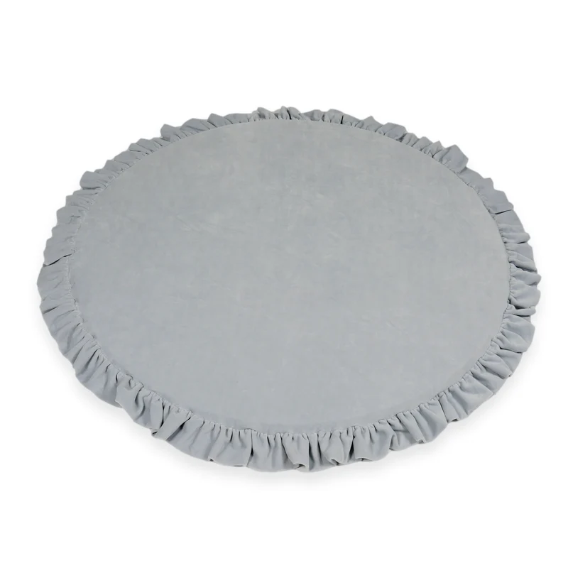 Tapis de jeu bébé rond 100 cm avec volant en velvet soft
