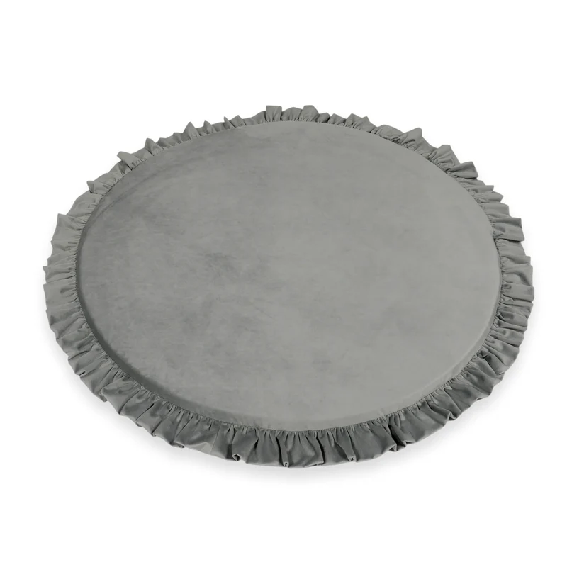 Tapis de jeu bébé rond 100 cm avec volant en velours