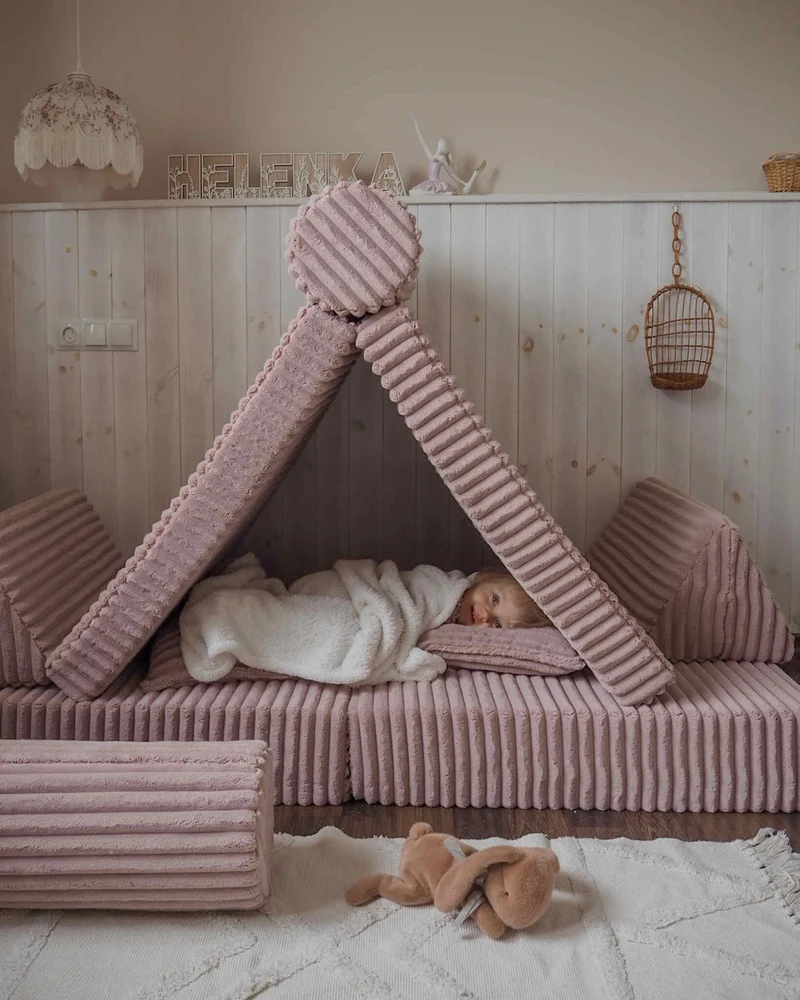 Canapé de jeu Montessori de luxe Tissu gaufré