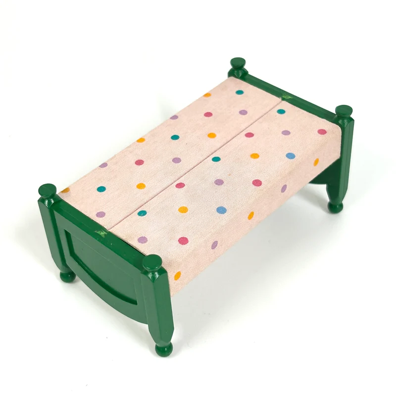 [used] Green Bed (M) Polka Dots Pink KA-08 Sylvanian Families Calico Critters