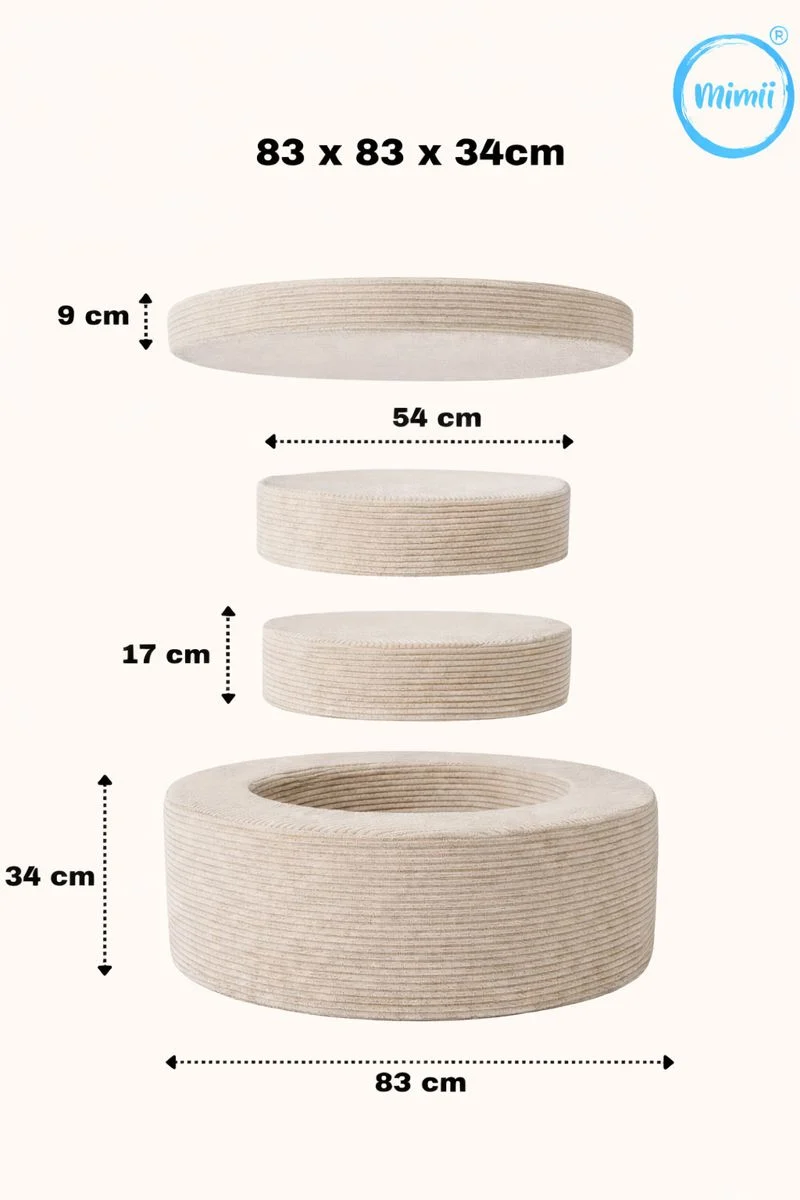 Donut Pouf Modular 4-piece play pouf in velours côtelé