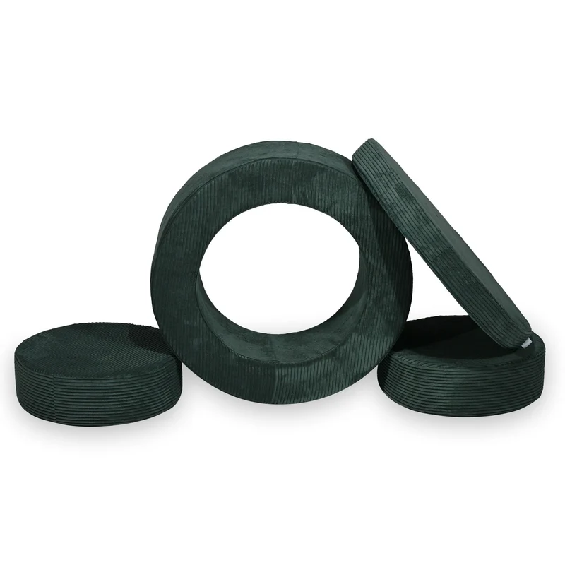 Donut Pouf Modular 4-piece play pouf in velours côtelé