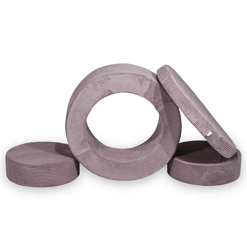 Donut Pouf Modular 4-piece play pouf in velours côtelé
