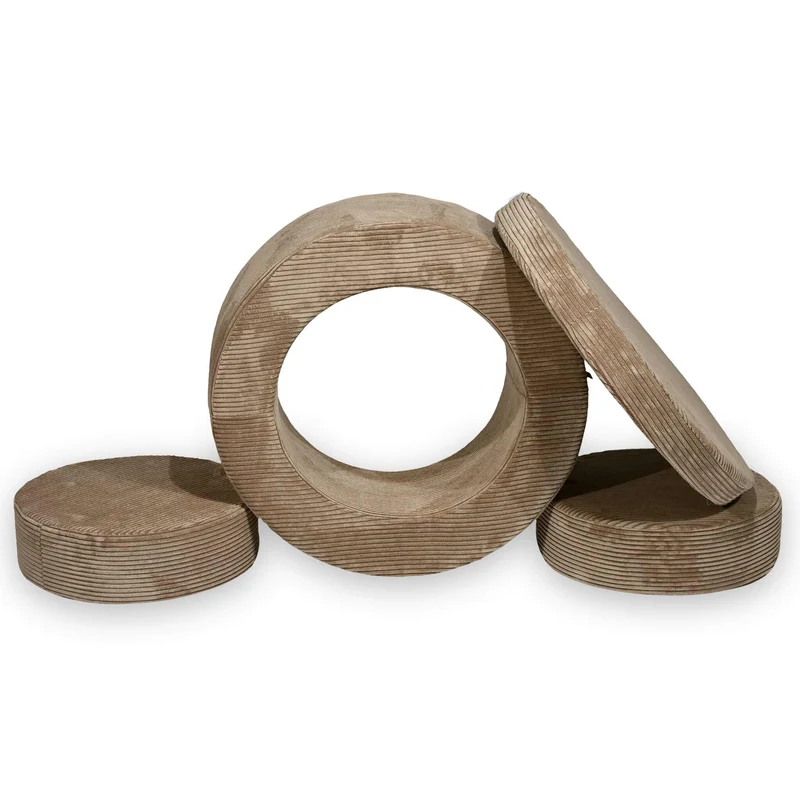 Donut Pouf Modular 4-piece play pouf in velours côtelé