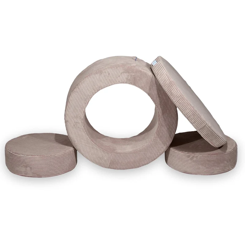 Donut Pouf Modular 4-piece play pouf in velours côtelé