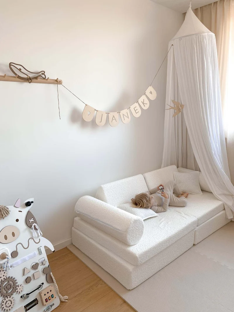 Canapé de jeu Montessori Confort Bouclé Blanc