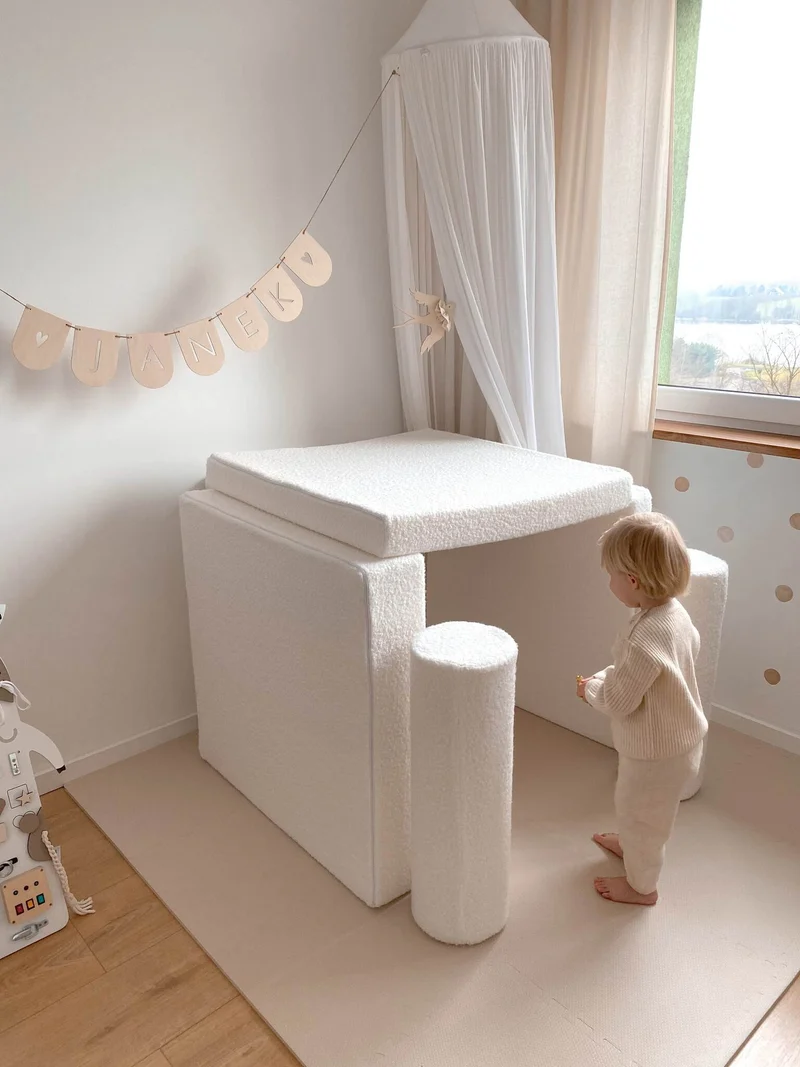 Canapé de jeu Montessori Confort Bouclé Blanc