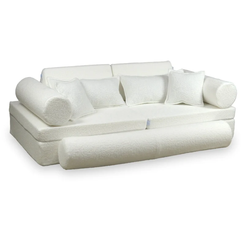 Canapé de jeu Montessori De Luxe Bouclé Blanc
