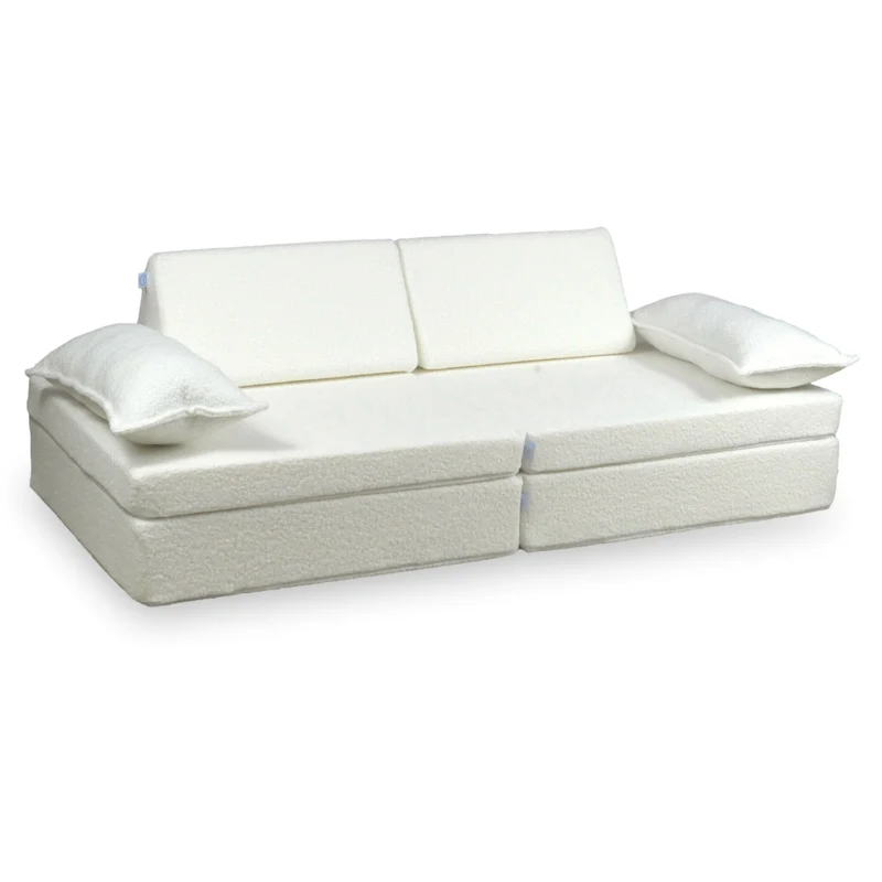 Canapé de jeu Montessori De Luxe Bouclé Blanc