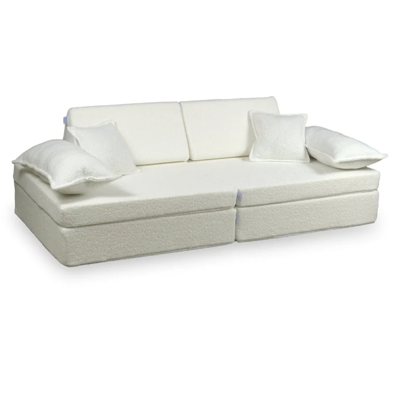 Canapé de jeu Montessori De Luxe Bouclé Blanc
