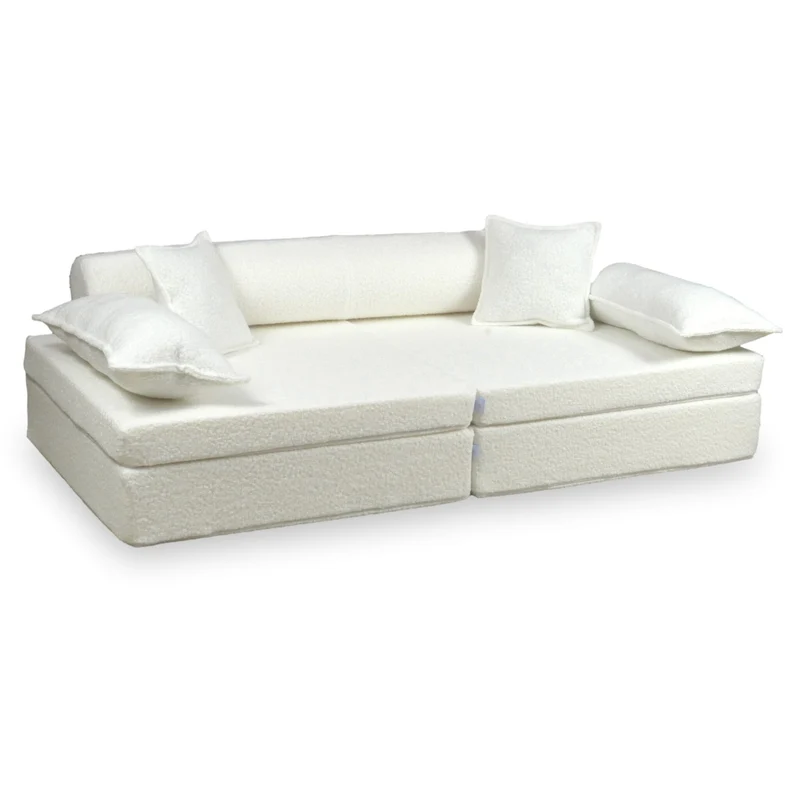 Canapé de jeu Montessori De Luxe Bouclé Blanc