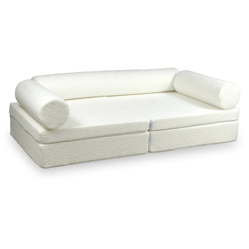 Canapé de jeu Montessori De Luxe Bouclé Blanc
