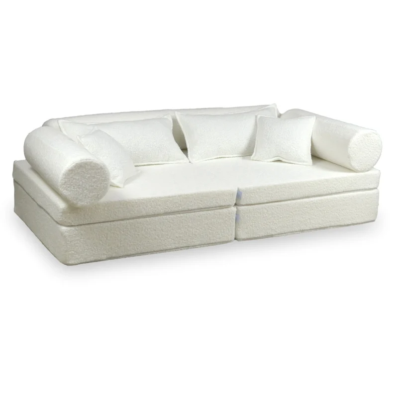 Canapé de jeu Montessori De Luxe Bouclé Blanc